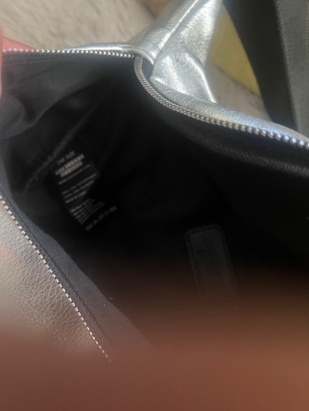 Metallic Silver Crossbody Belt Bag with Chain Accent - Picture 2 of 8